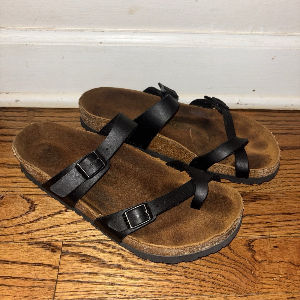 Birkenstock Mayari Black Birko-Flor Toe Loop Sandals Womens 40 L9 M7